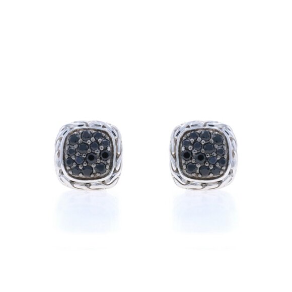 John Hardy Classic Chain Black Sapphire Cluster Stud Earrings SterlingSilver 925